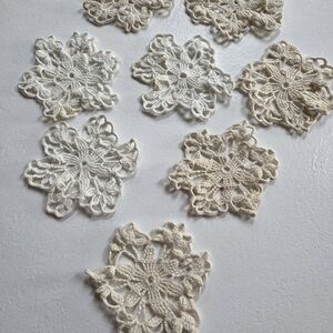 Eight Small Vintage Off-White/White Crochet Doilies: 5"